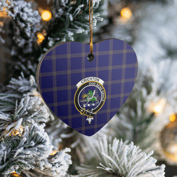 Scottish Crichton Clan Tartan Ceramic Ornament - Crest Heart Style Scottish Plaid Tartan Plaid