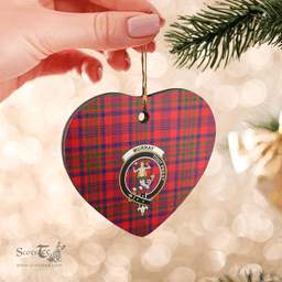 Scottish Murray of Tulloch Modern Clan Tartan Ceramic Ornament - Crest Heart Style Scottish Plaid Tartan Plaid