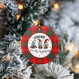 Scottish Chisholm Modern Clan Tartan Ceramic Ornament - Gnome Round Style Scottish Plaid Tartan Plaid