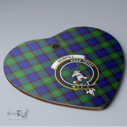 Scottish Sempill Modern Clan Tartan Ceramic Ornament - Crest Heart Style Scottish Plaid Tartan Plaid