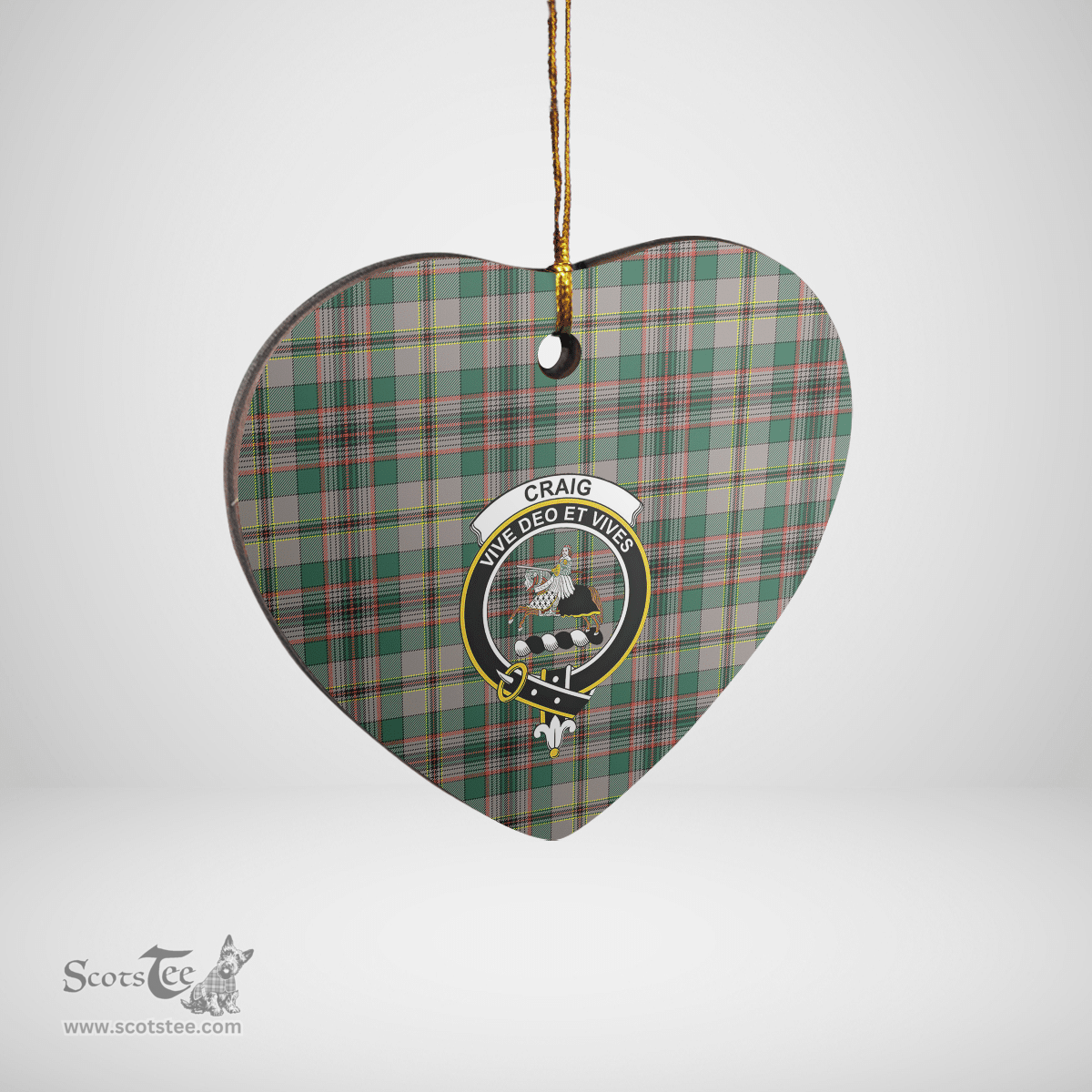 Scottish Craig Ancient Clan Tartan Ceramic Ornament - Crest Heart Style Scottish Plaid Tartan Plaid