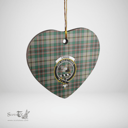 Scottish Craig Ancient Clan Tartan Ceramic Ornament - Crest Heart Style Scottish Plaid Tartan Plaid