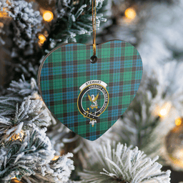 Scottish Stewart Old Ancient Clan Tartan Ceramic Ornament - Crest Heart Style Scottish Plaid Tartan Plaid
