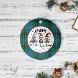 Scottish Davidson Ancient Clan Tartan Ceramic Ornament - Gnome Round Style Scottish Plaid Tartan Plaid