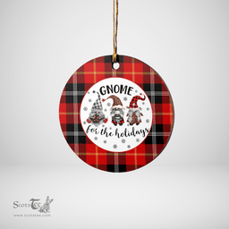Scottish Marjoribanks Clan Tartan Ceramic Ornament - Gnome Round Style Scottish Plaid Tartan Plaid