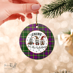 Scottish Taylor Clan Tartan Ceramic Ornament - Gnome Round Style Scottish Plaid Tartan Plaid