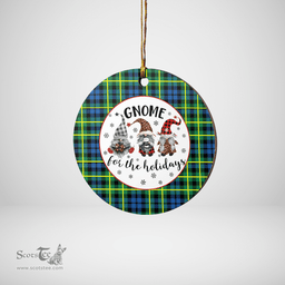 Scottish Campbell of Breadalbane Ancient Clan Tartan Ceramic Ornament - Gnome Round Style Scottish Plaid Tartan Plaid
