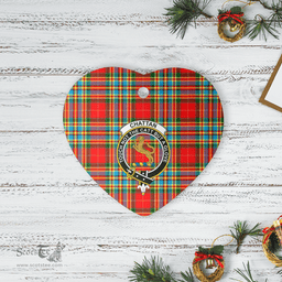 Scottish Chattan Clan Tartan Ceramic Ornament - Crest Heart Style Scottish Plaid Tartan Plaid
