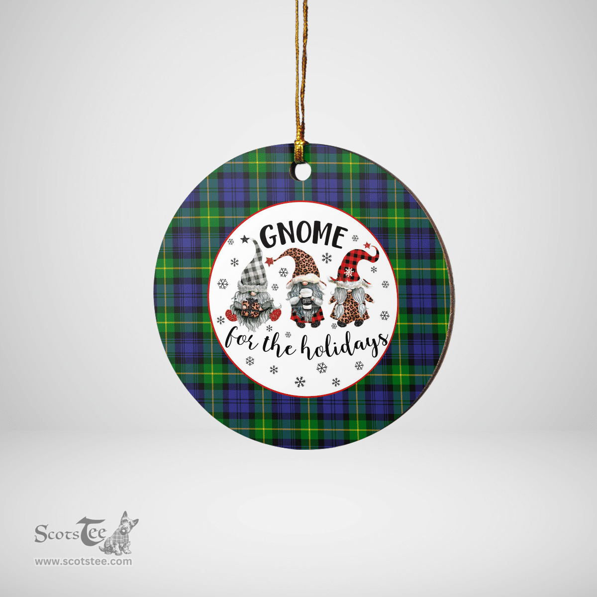 Scottish Gordon Modern Clan Tartan Ceramic Ornament - Gnome Round Style Scottish Plaid Tartan Plaid