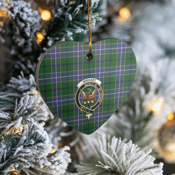 Scottish Wishart Hunting Clan Tartan Ceramic Ornament - Crest Heart Style Scottish Plaid Tartan Plaid