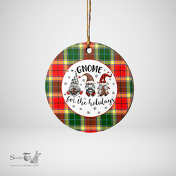 Scottish Gibbs Clan Tartan Ceramic Ornament - Gnome Round Style Scottish Plaid Tartan Plaid