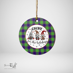 Scottish Colville Clan Tartan Ceramic Ornament - Gnome Round Style Scottish Plaid Tartan Plaid