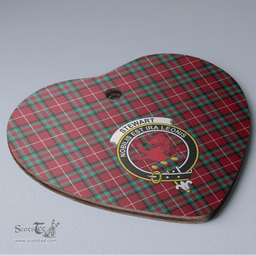 Scottish Stewart (Stuart) of Bute Clan Tartan Ceramic Ornament - Crest Heart Style Scottish Plaid Tartan Plaid