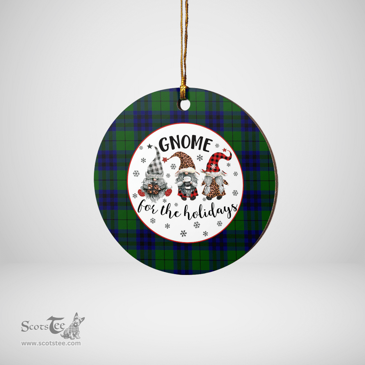 Scottish Keith Modern Clan Tartan Ceramic Ornament - Gnome Round Style Scottish Plaid Tartan Plaid