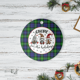 Scottish Gordon Modern Clan Tartan Ceramic Ornament - Gnome Round Style Scottish Plaid Tartan Plaid