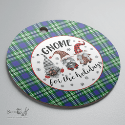 Scottish Learmonth Clan Tartan Ceramic Ornament - Gnome Round Style Scottish Plaid Tartan Plaid
