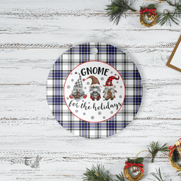 Scottish Hannay Clan Tartan Ceramic Ornament - Gnome Round Style Scottish Plaid Tartan Plaid