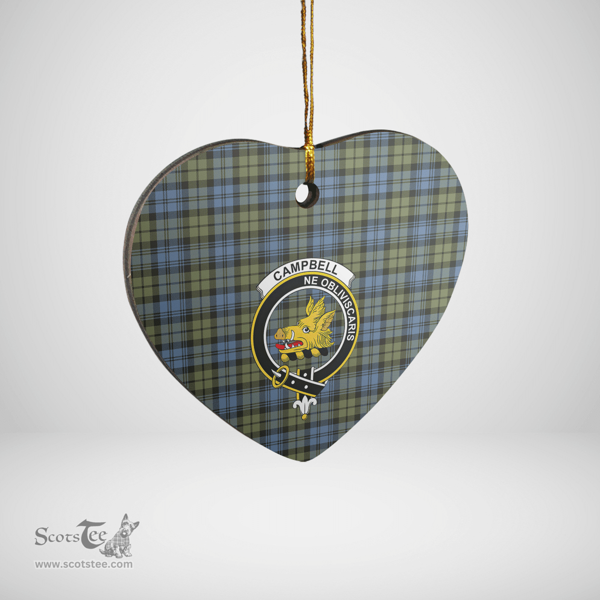 Scottish Campbell Faded Clan Tartan Ceramic Ornament - Crest Heart Style Scottish Plaid Tartan Plaid