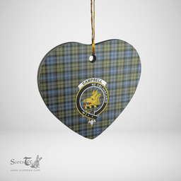 Scottish Campbell Faded Clan Tartan Ceramic Ornament - Crest Heart Style Scottish Plaid Tartan Plaid