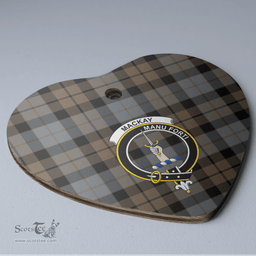 Scottish MacKay Weathered Clan Tartan Ceramic Ornament - Crest Heart Style Scottish Plaid Tartan Plaid