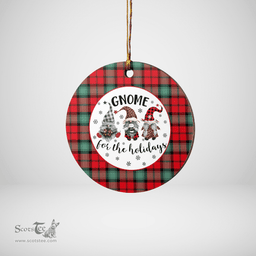 Scottish Kerr Ancient Clan Tartan Ceramic Ornament - Gnome Round Style Scottish Plaid Tartan Plaid