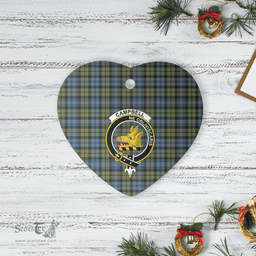 Scottish Campbell Faded Clan Tartan Ceramic Ornament - Crest Heart Style Scottish Plaid Tartan Plaid