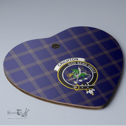 Scottish Crichton Clan Tartan Ceramic Ornament - Crest Heart Style Scottish Plaid Tartan Plaid