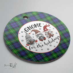 Scottish Gordon Modern Clan Tartan Ceramic Ornament - Gnome Round Style Scottish Plaid Tartan Plaid