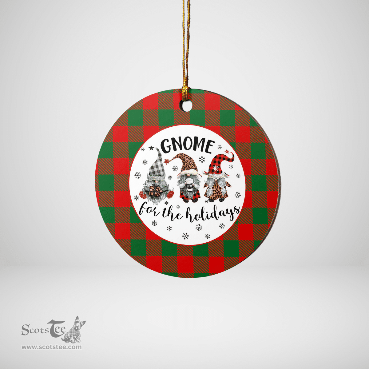 Scottish Moncrieffe Clan Tartan Ceramic Ornament - Gnome Round Style Scottish Plaid Tartan Plaid