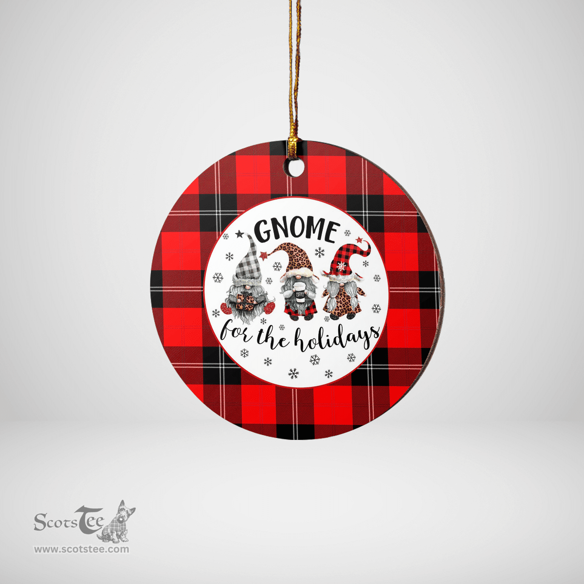 Scottish Ramsay Modern Clan Tartan Ceramic Ornament - Gnome Round Style Scottish Plaid Tartan Plaid
