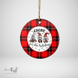 Scottish Ramsay Modern Clan Tartan Ceramic Ornament - Gnome Round Style Scottish Plaid Tartan Plaid