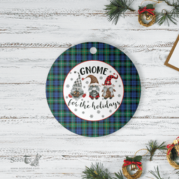 Scottish Campbell Argyll Ancient Clan Tartan Ceramic Ornament - Gnome Round Style Scottish Plaid Tartan Plaid