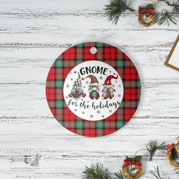 Scottish Kerr Ancient Clan Tartan Ceramic Ornament - Gnome Round Style Scottish Plaid Tartan Plaid