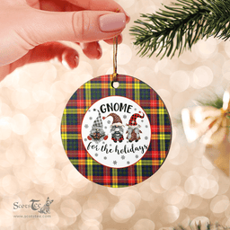 Scottish Buchanan Modern Clan Tartan Ceramic Ornament - Gnome Round Style Scottish Plaid Tartan Plaid