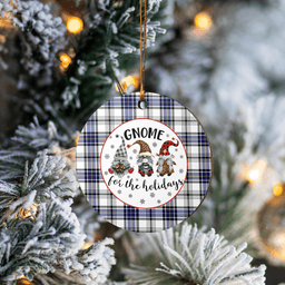 Scottish Hannay Clan Tartan Ceramic Ornament - Gnome Round Style Scottish Plaid Tartan Plaid