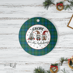 Scottish Lauder Clan Tartan Ceramic Ornament - Gnome Round Style Scottish Plaid Tartan Plaid