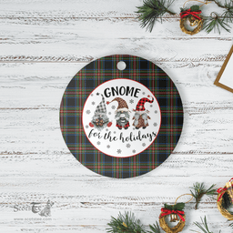 Scottish Lyle Clan Tartan Ceramic Ornament - Gnome Round Style Scottish Plaid Tartan Plaid