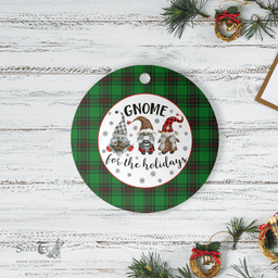 Scottish Halkerston Clan Tartan Ceramic Ornament - Gnome Round Style Scottish Plaid Tartan Plaid