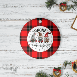 Scottish Ramsay Modern Clan Tartan Ceramic Ornament - Gnome Round Style Scottish Plaid Tartan Plaid