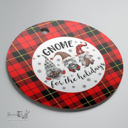 Scottish Wallace Hunting Red Clan Tartan Ceramic Ornament - Gnome Round Style Scottish Plaid Tartan Plaid