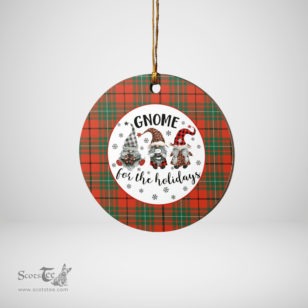Scottish MacAulay Ancient Clan Tartan Ceramic Ornament - Gnome Round Style Scottish Plaid Tartan Plaid