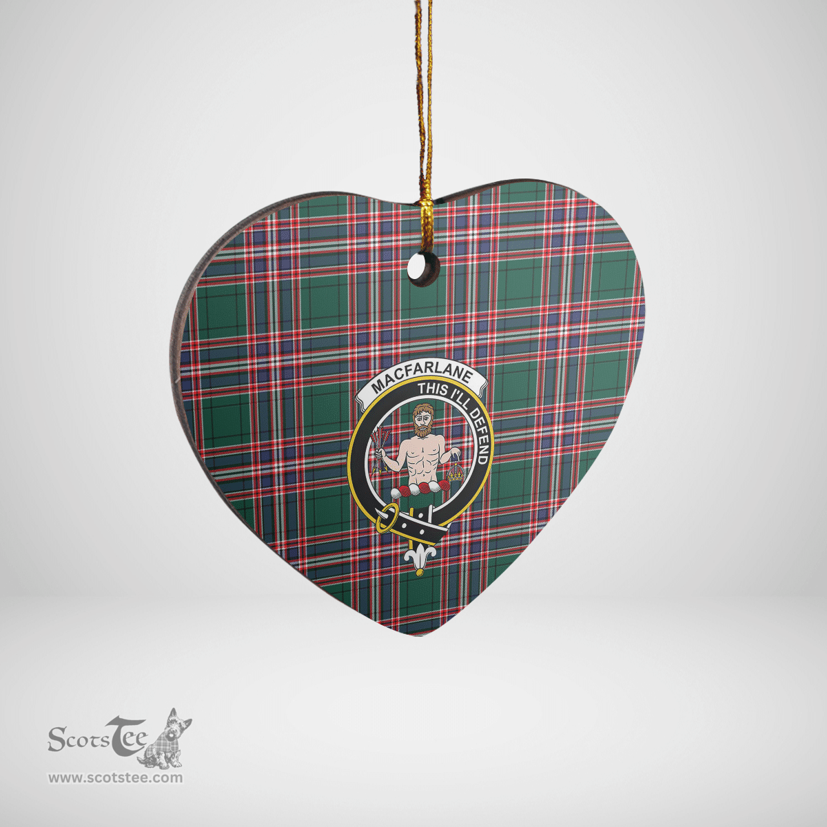 Scottish MacFarlane Hunting Modern Clan Tartan Ceramic Ornament - Crest Heart Style Scottish Plaid Tartan Plaid