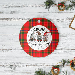 Scottish Munro Modern Clan Tartan Ceramic Ornament - Gnome Round Style Scottish Plaid Tartan Plaid