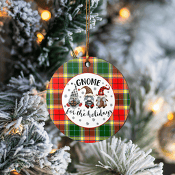 Scottish Gibbs Clan Tartan Ceramic Ornament - Gnome Round Style Scottish Plaid Tartan Plaid