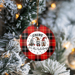 Scottish Marjoribanks Clan Tartan Ceramic Ornament - Gnome Round Style Scottish Plaid Tartan Plaid