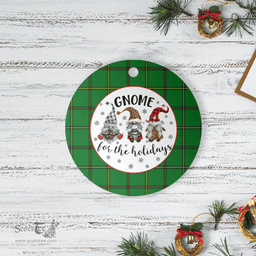 Scottish Don (Tribe-of-Mar) Clan Tartan Ceramic Ornament - Gnome Round Style Scottish Plaid Tartan Plaid