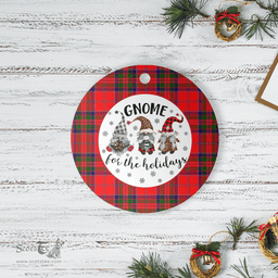 Scottish MacGillivray Modern Clan Tartan Ceramic Ornament - Gnome Round Style Scottish Plaid Tartan Plaid