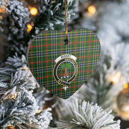 Scottish Bisset 1 Clan Tartan Ceramic Ornament - Crest Heart Style Scottish Plaid Tartan Plaid