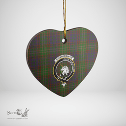 Scottish Cunningham Hunting Modern Clan Tartan Ceramic Ornament - Crest Heart Style Scottish Plaid Tartan Plaid