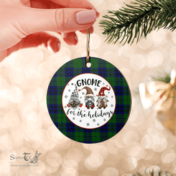 Scottish Keith Modern Clan Tartan Ceramic Ornament - Gnome Round Style Scottish Plaid Tartan Plaid